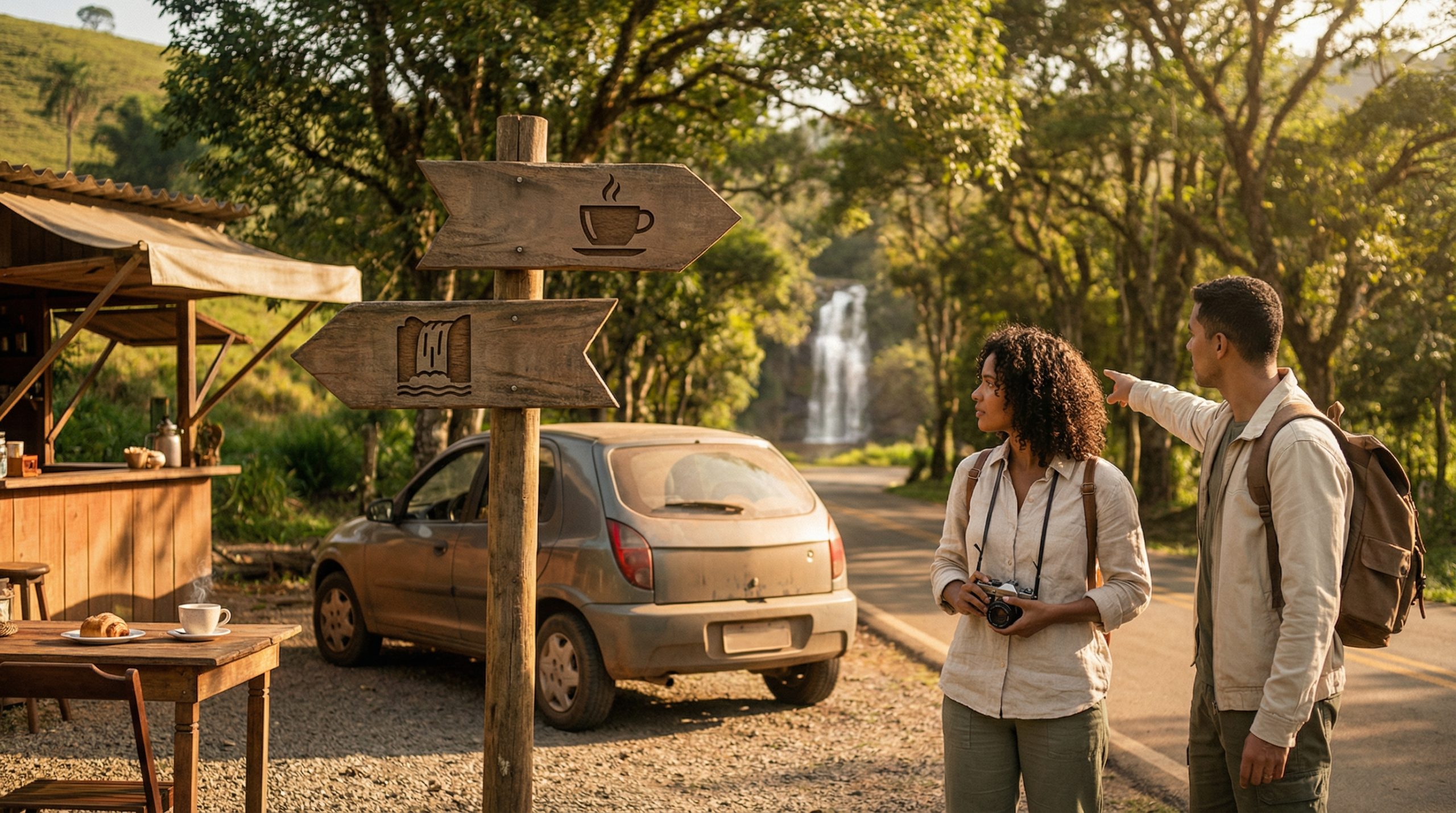 Café ou Cachoeira? Escolha Paradas e Desvios